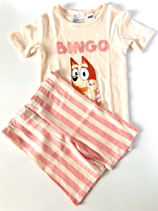 H&M Other - NWOT H&M Bingo Fluffy Cream Tee + Pink Stripe Shorts Set | 5Y